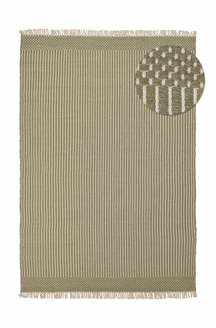 Alfombra de lana \'Arbil\' - Verde/blanco en el grupo Decoración / Alfombras / Alfombras de lana con Reforma (V102015001)