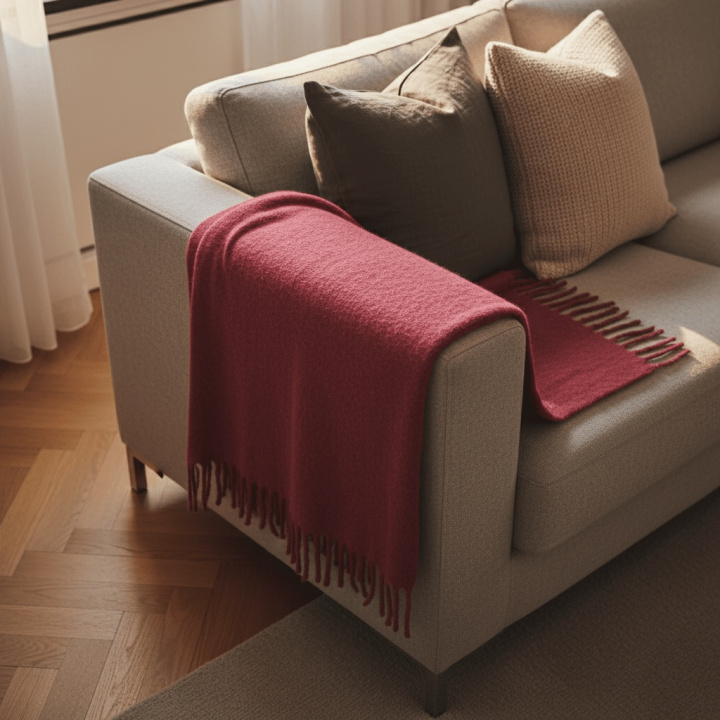Plaid \'Samantha\' 130x170cm - Rojo oscuro en el grupo Decoración / Textiles / Mantas y cobijas con Reforma (V10201727)