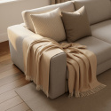 Manta de algodón \'Denisa Fishbone\' 130x170cm - Beige/blanco