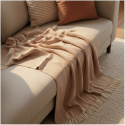 Manta de algodón \'Denisa Fishbone\' 130x170cm - Marrón/blanco