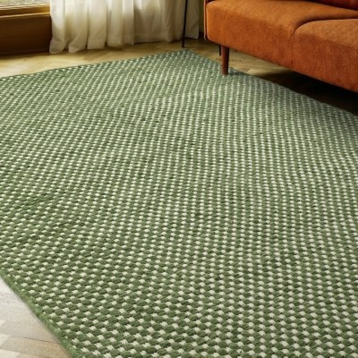 Alfombra de lana \'Ovelia\' - Verde/blanco en el grupo Alfombras / Alfombras de lana con Reforma (V10258)