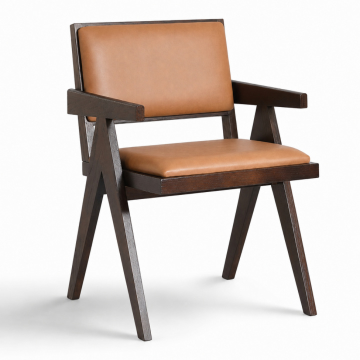 Silla con reposabrazos \'Jean\' - Roble marrón/Marrón en el grupo Muebles / Muebles para sentarse / Sillas con Reforma (WS-RT02-walnut)