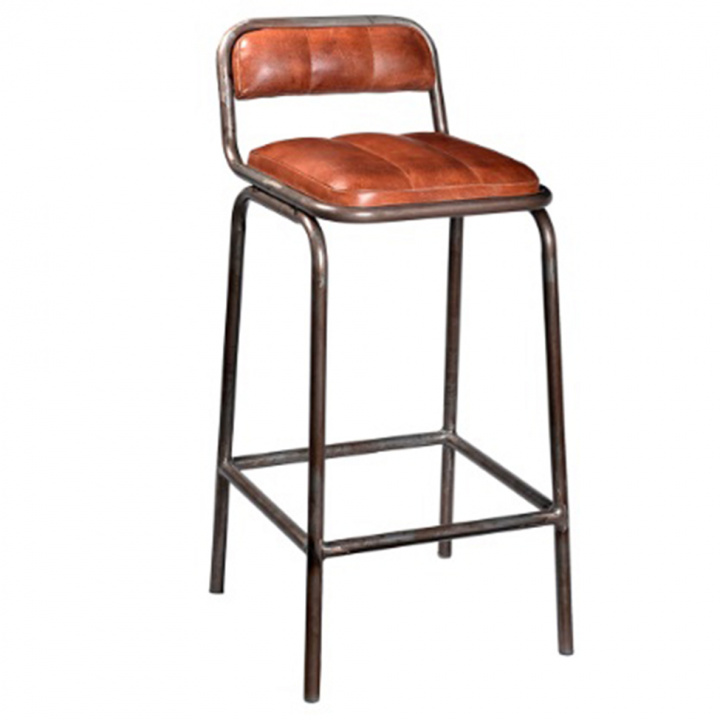 Taburete con respaldo \'Brooke\' - Cuero en el grupo Muebles / Muebles para sentarse / Taburetes de bar con Reforma (m11094)